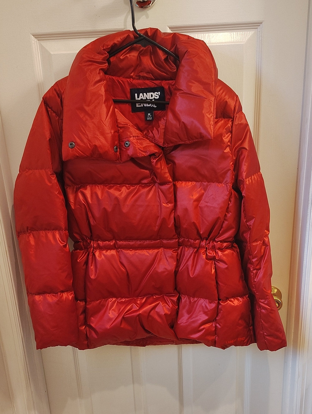 Lands' End Women's Down Red Quilted Puffer Coat